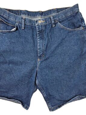 Wrangler Jean Shorts Mens 38 Blue Heavy Denim 100% Cotton Relaxed Fit 5 Pockets